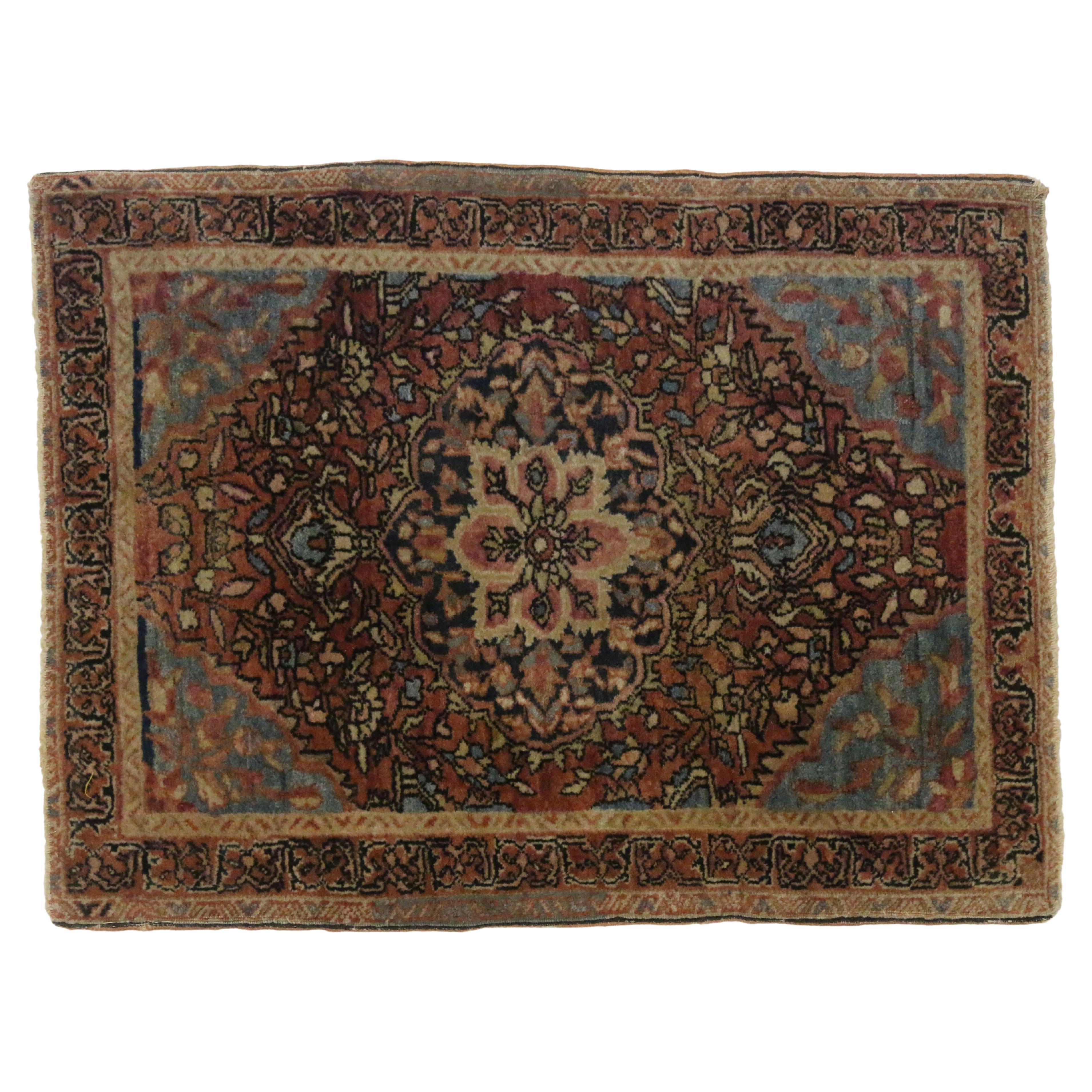 Square Antique Persian Farahan Rug For Sale