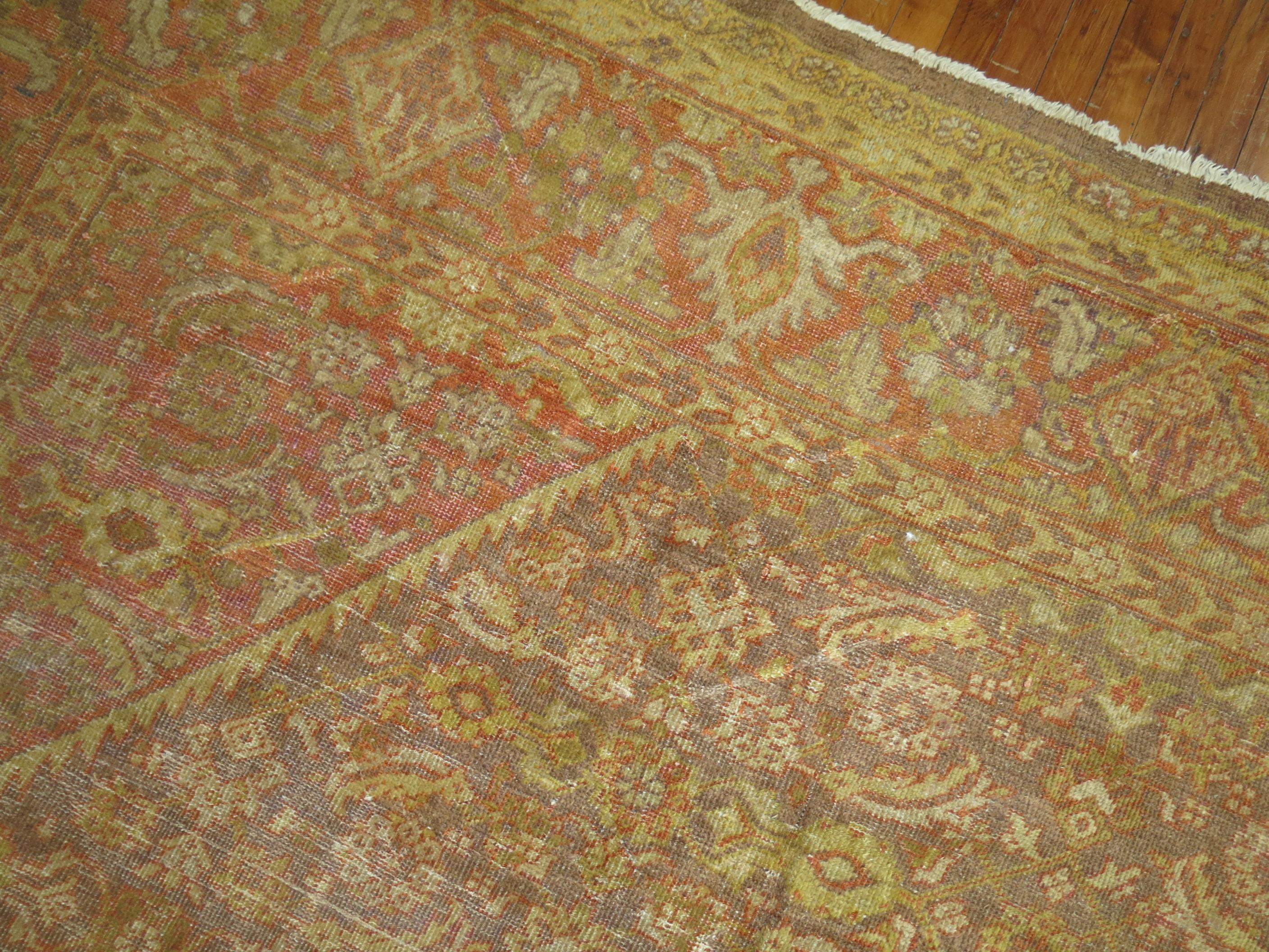 Wool Oversize Square Antique Persian Mahal Rug For Sale