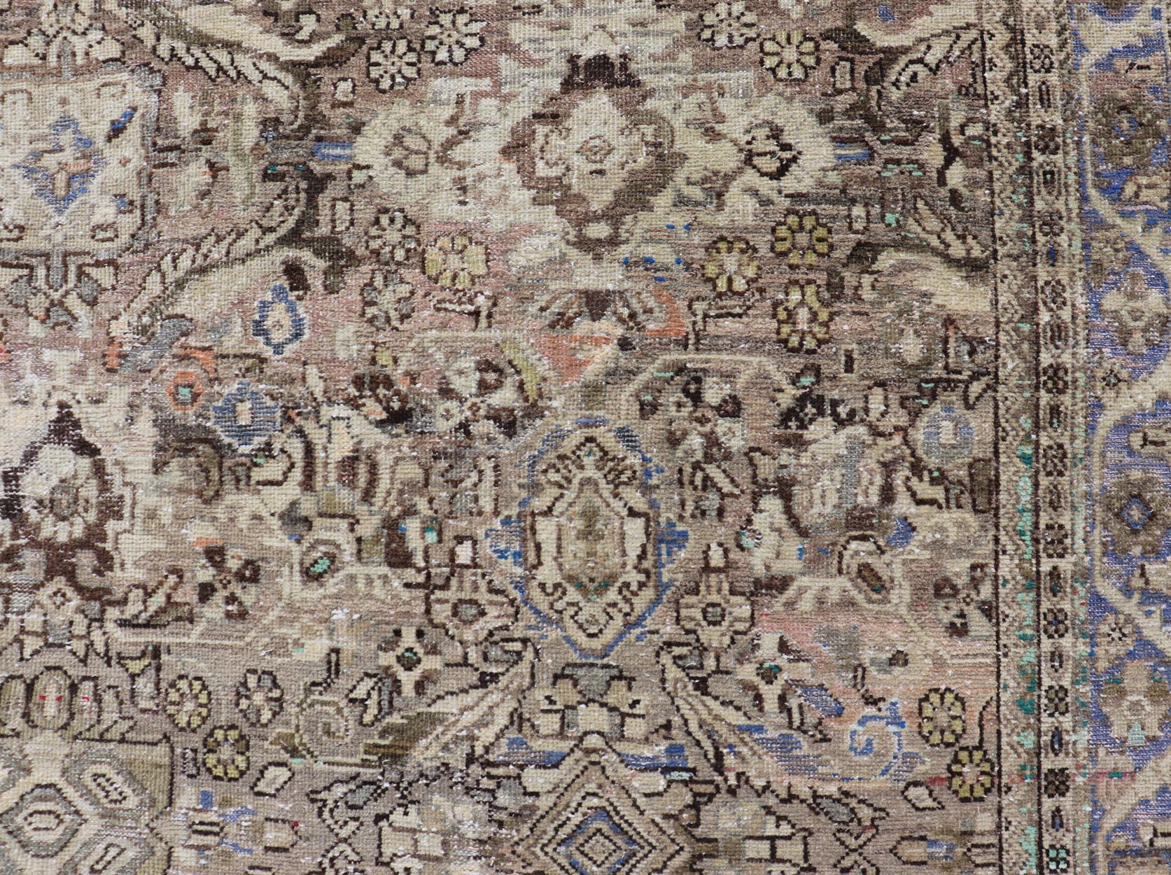 Square Antique Persian Sultanabad-Mahal Rug with All-Over Sub-Geometric Design For Sale 4