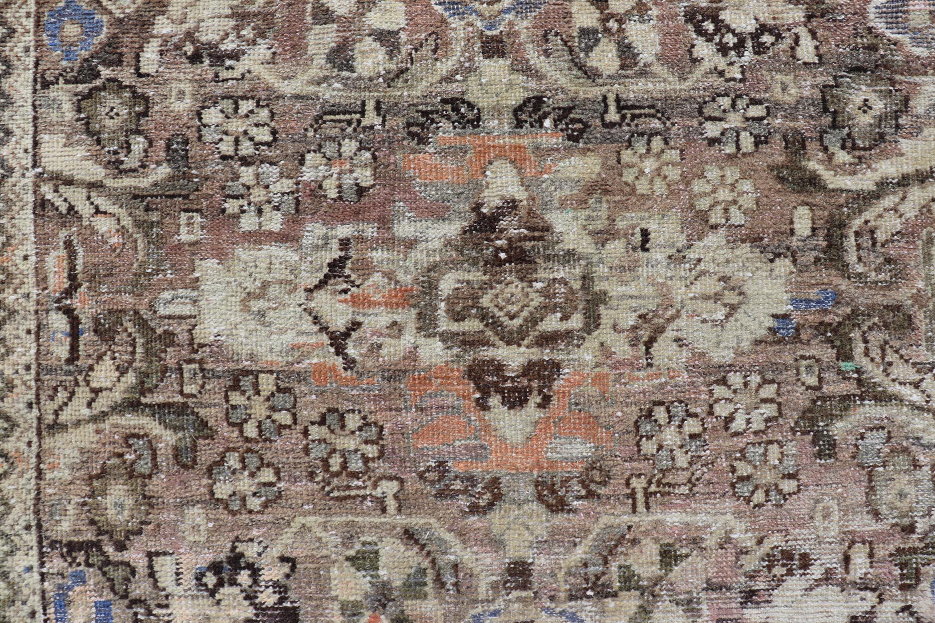 Square Antique Persian Sultanabad-Mahal Rug with All-Over Sub-Geometric Design For Sale 5