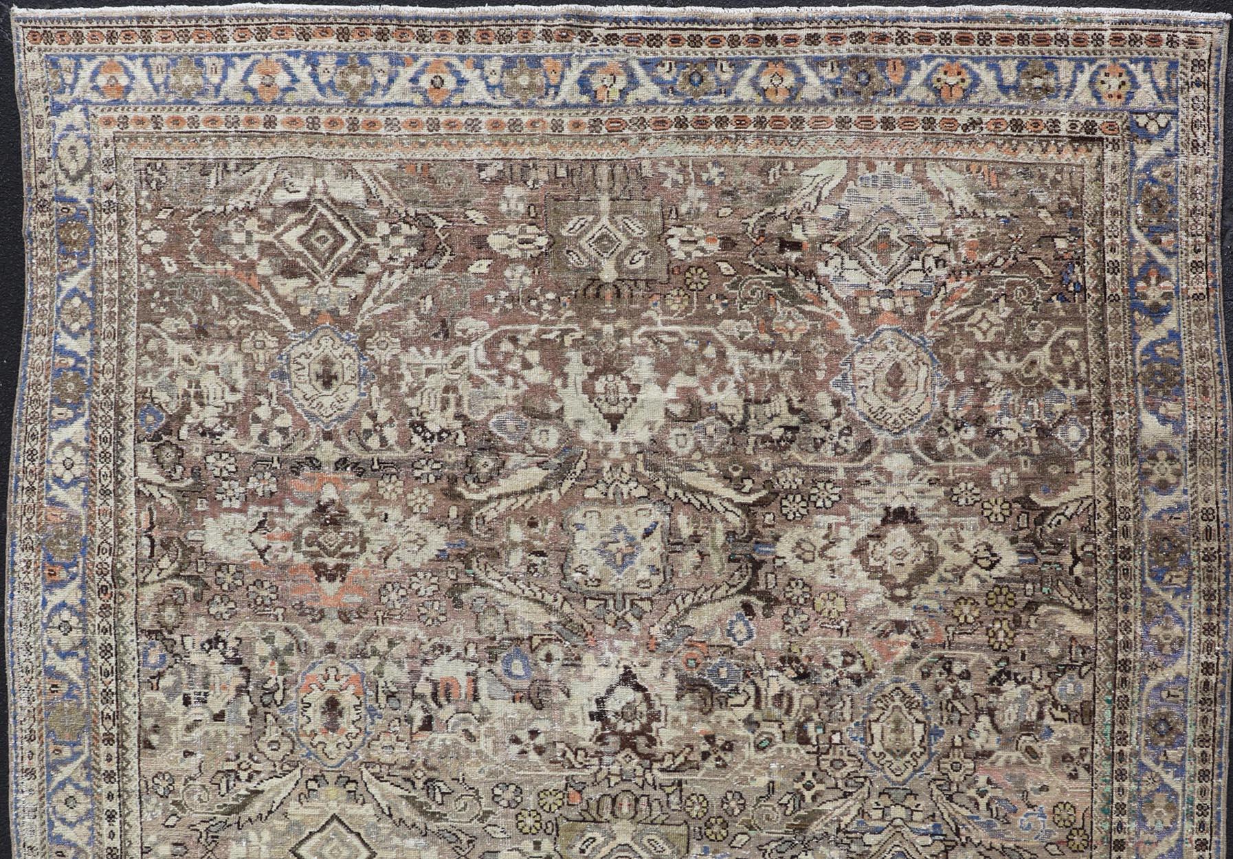 Square Antique Persian Sultanabad-Mahal Rug with All-Over Sub-Geometric Design For Sale 7