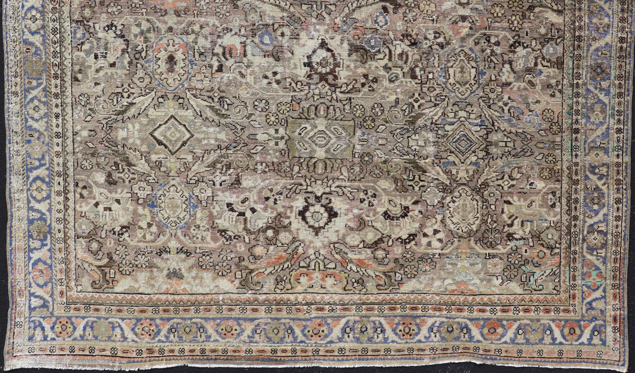 Square Antique Persian Sultanabad-Mahal Rug with All-Over Sub-Geometric Design For Sale 9