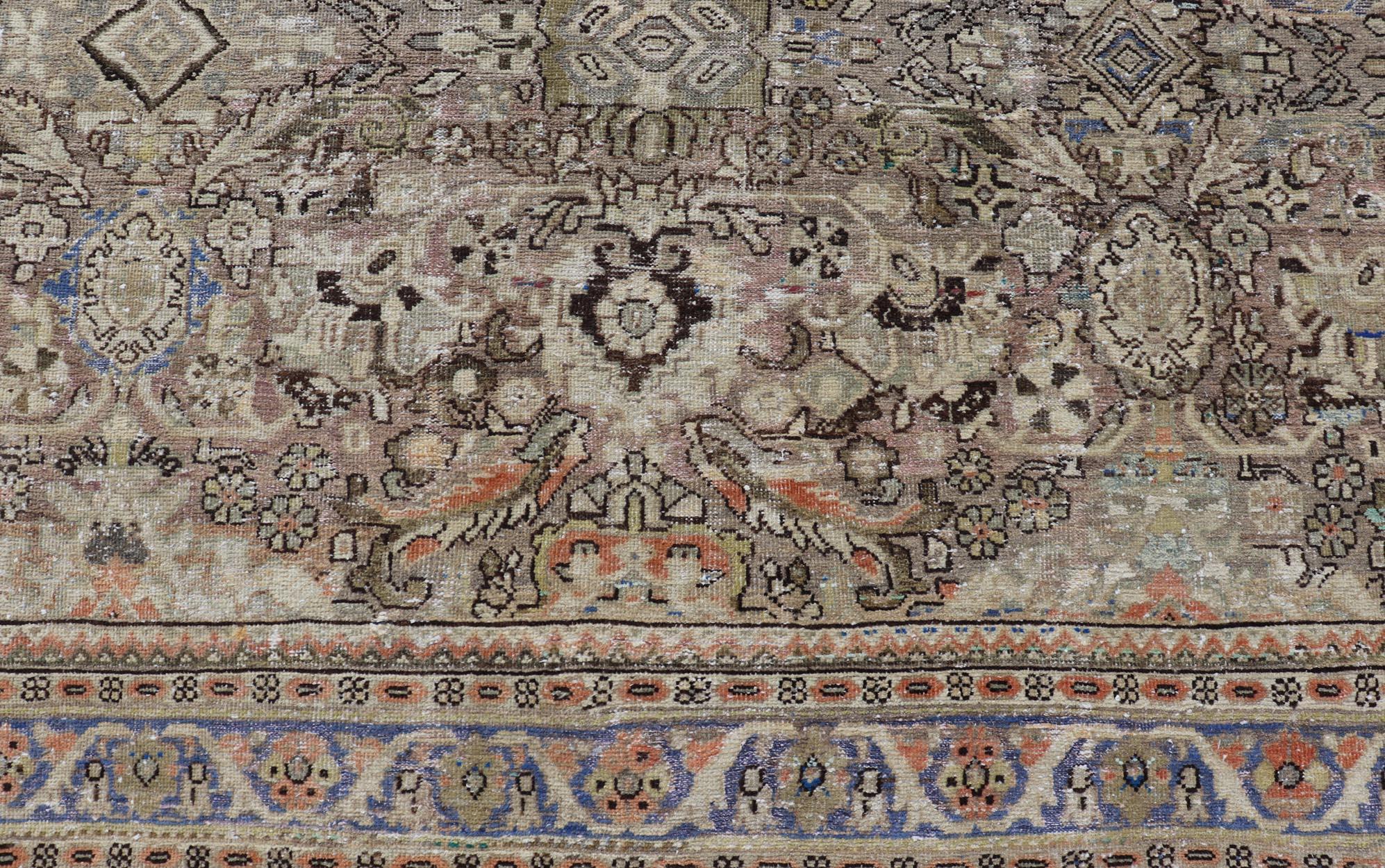 Square Antique Persian Sultanabad-Mahal Rug with All-Over Sub-Geometric Design For Sale 2