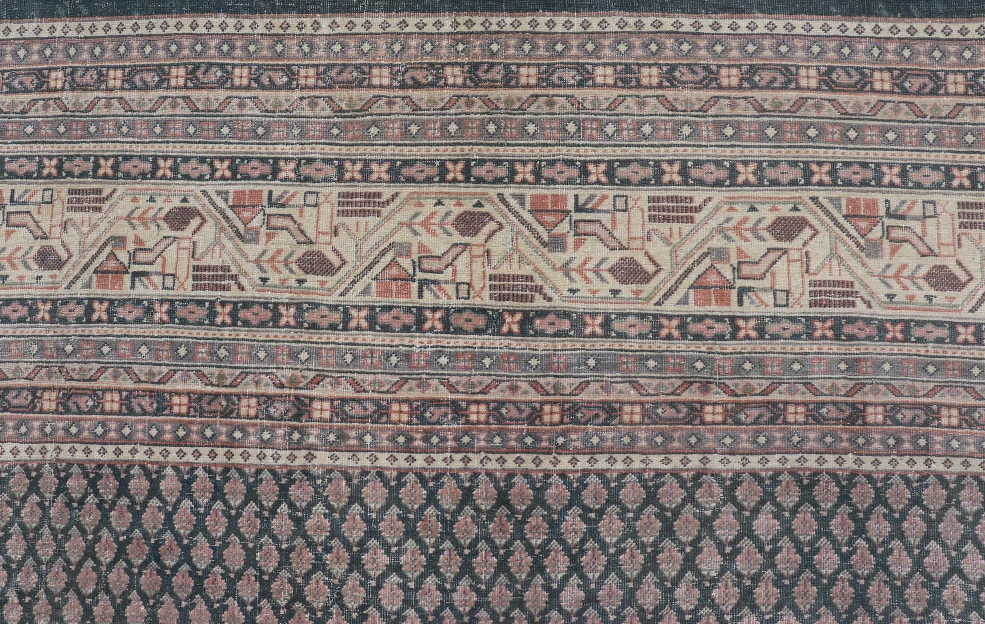 Persiano Tappeto Tabriz persiano antico quadrato  9' 9 x 10' in vendita