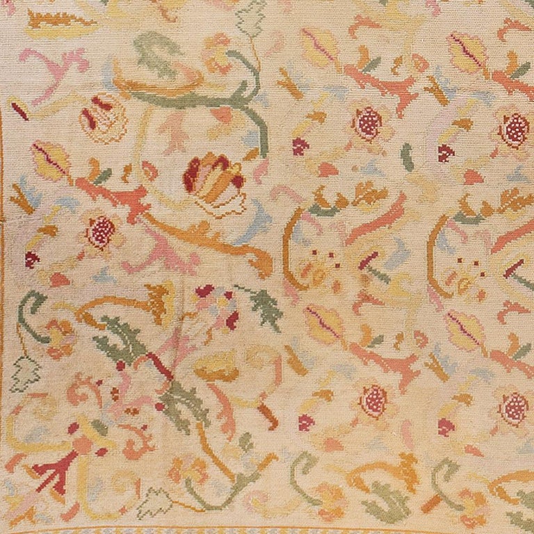 Square Antique Portuguese Needlepoint Rug. Size: 11 ft 6 in x 11 ft 8 ...