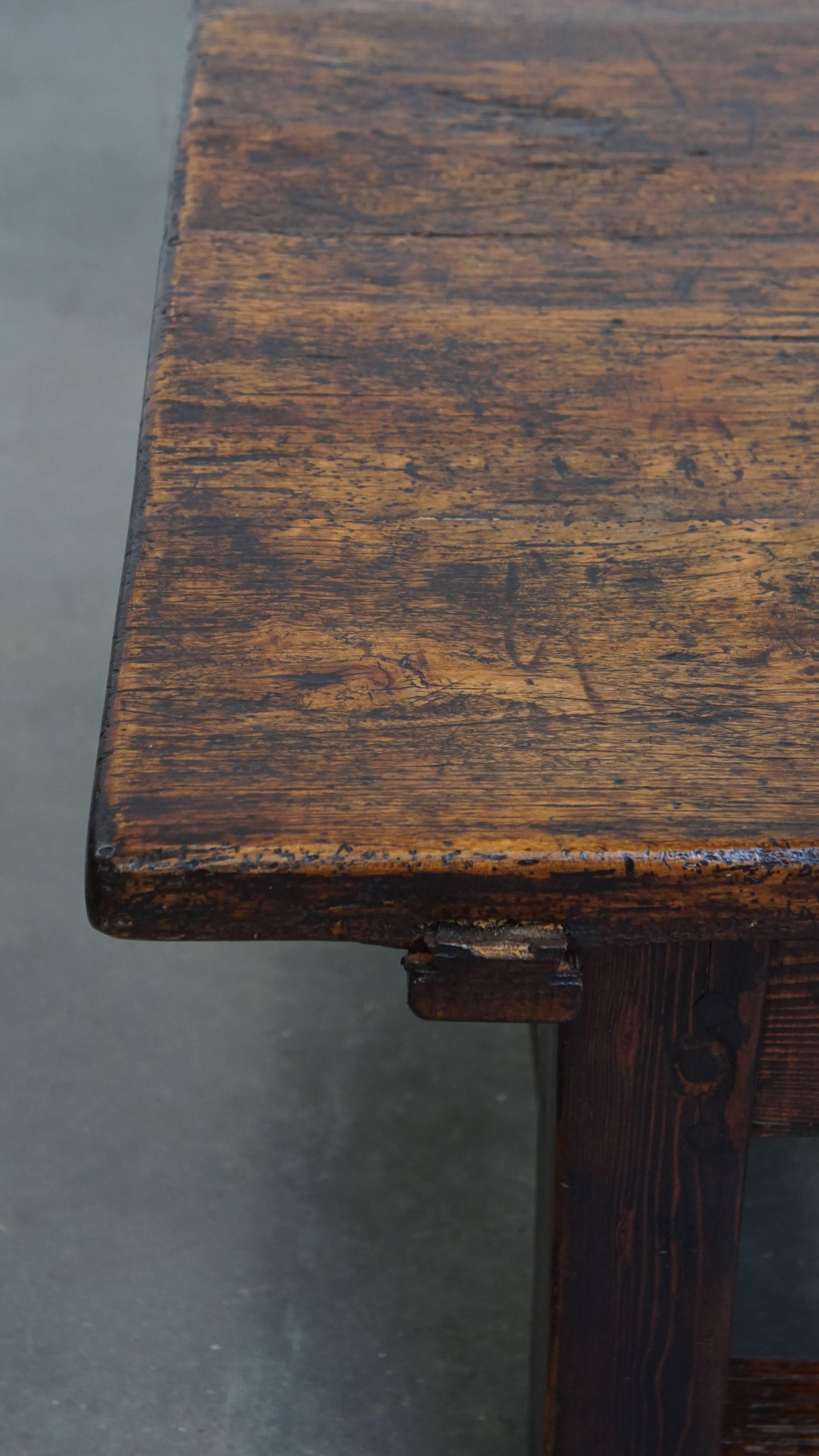 Wood Square antique Southern European coffee table from the early 19th century For Sale