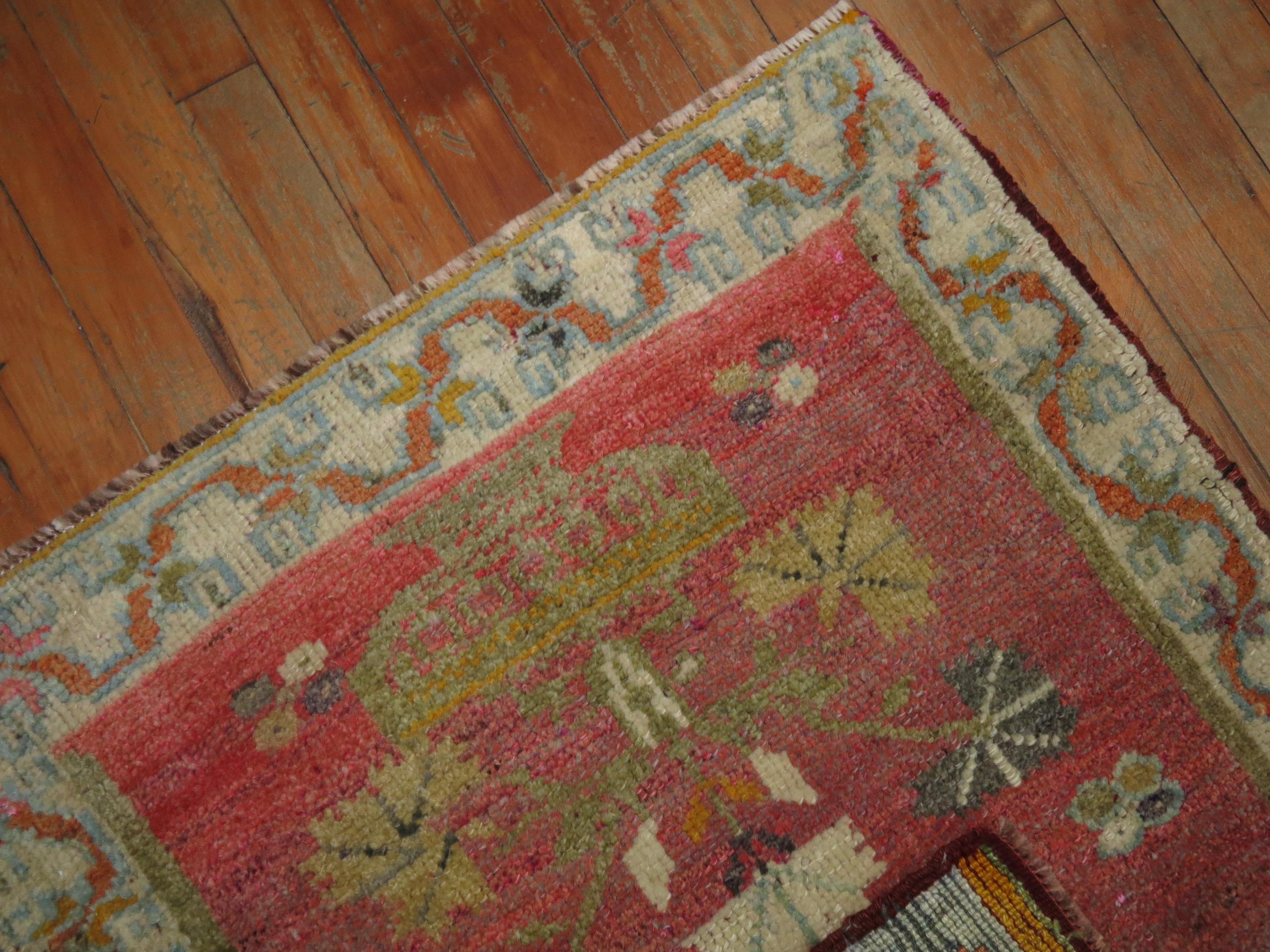 Country Square Antique Turkish Anatolian Rug, 20th Century