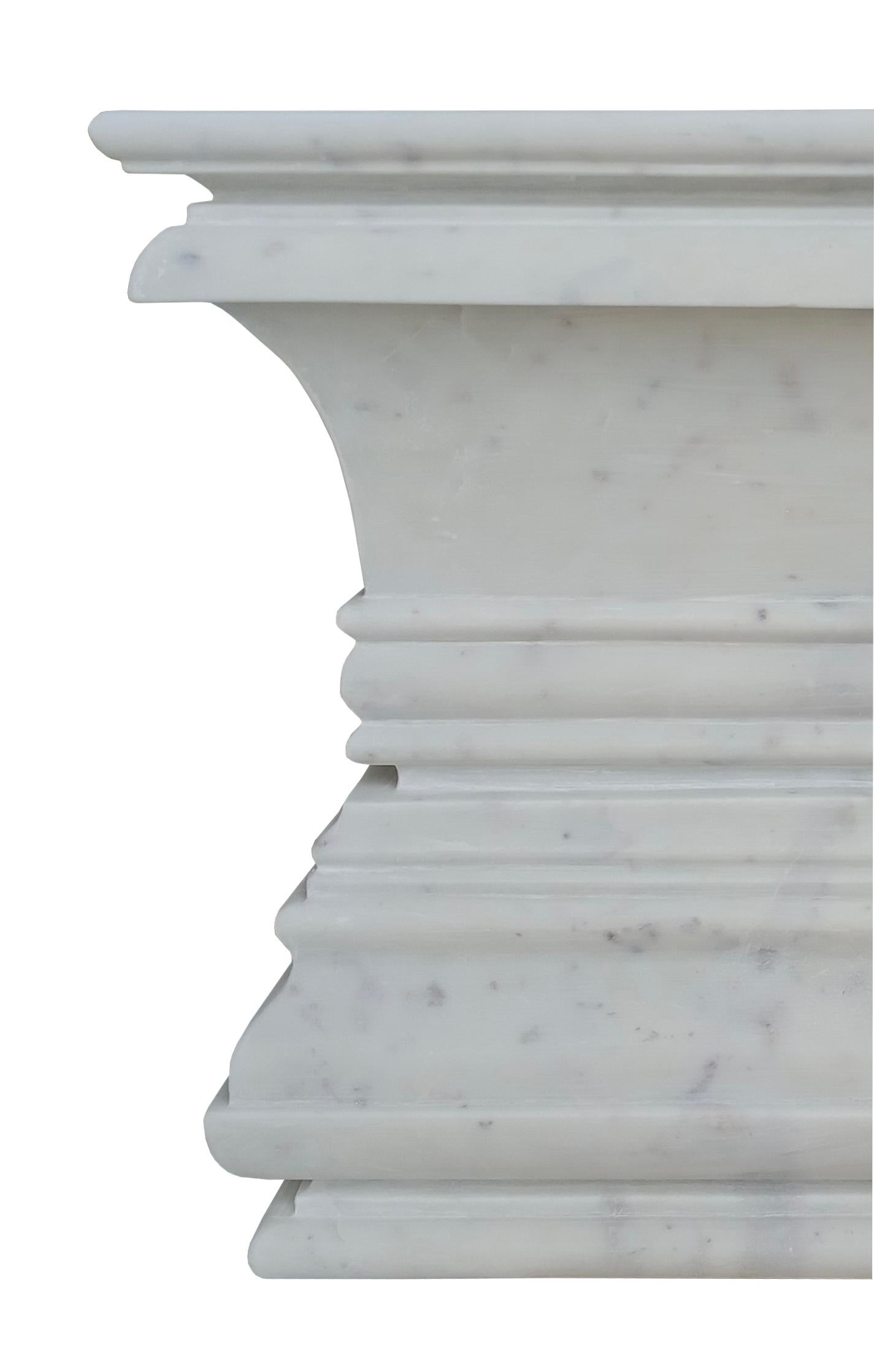 Indian Square Architectural Pedestal Side Table in White Marble by Stephanie Odegard For Sale