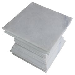 Square Architectural Pedestal Side Table in White Marble by Stephanie Odegard