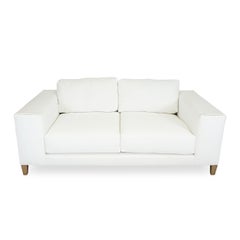 Square Arm Loveseat with Tapered Wood Legs COM