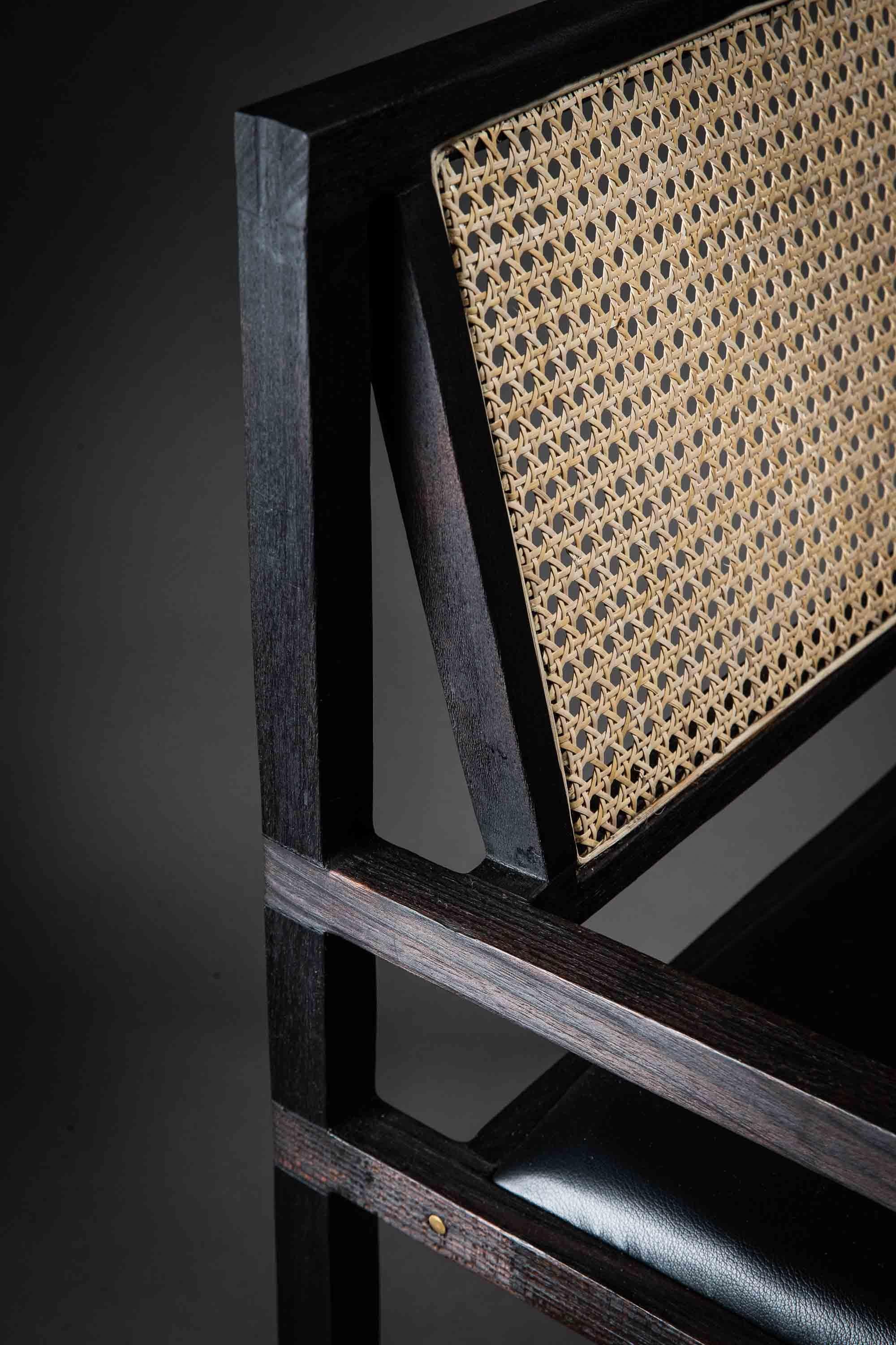 Contemporary The Square Armchair, Carbonized Finish with Shou Sugi Ban, Japanese Technique For Sale