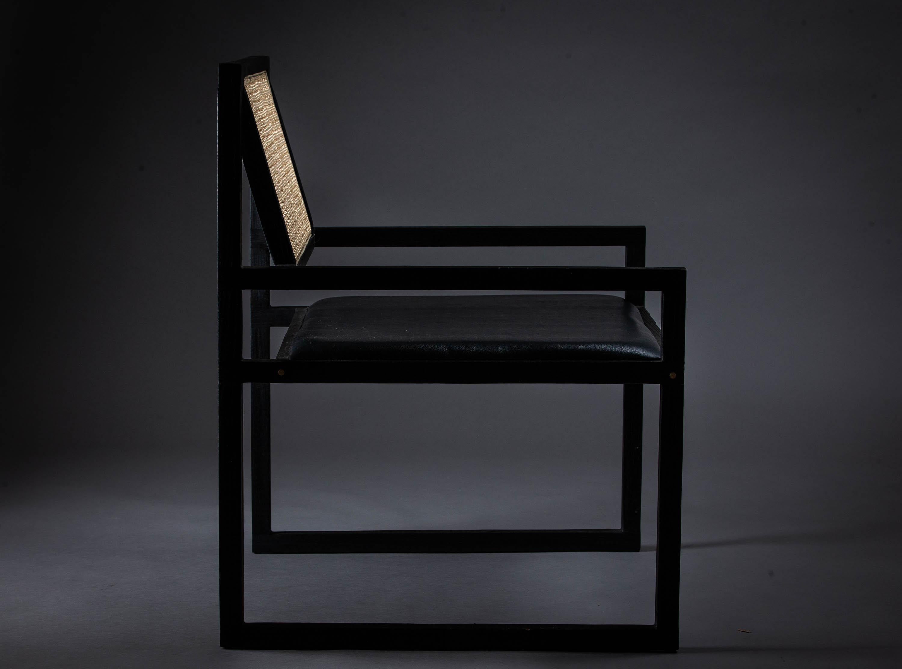 The Square Armchair, Carbonized Finish with Shou Sugi Ban, Japanese Technique For Sale 1