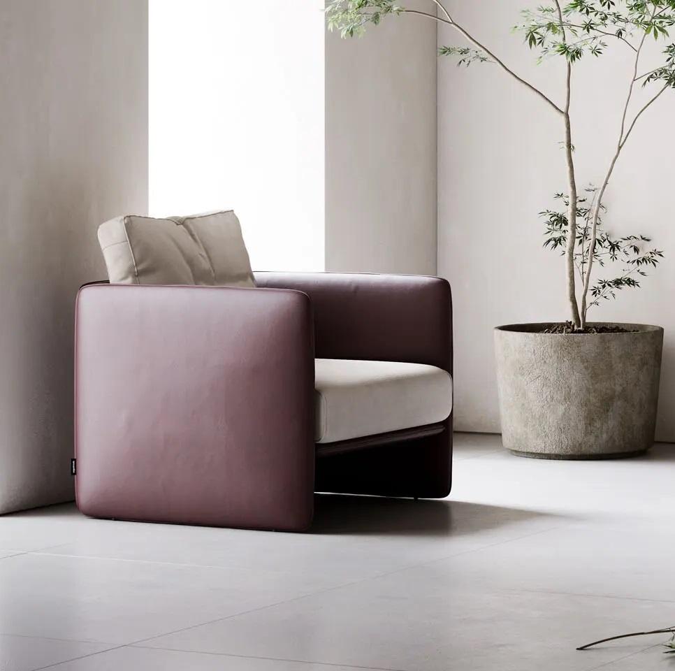 European Square Armchair Upholstered in Custom Velvet Colors