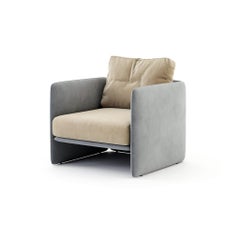 Square Armchair Upholstered in Custom Velvet Colors