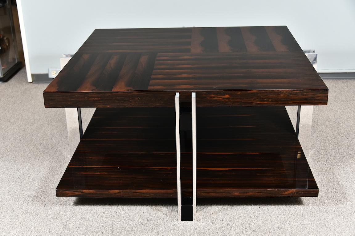 Mid-20th Century Square Art Deco French Coffee Table in Walnut