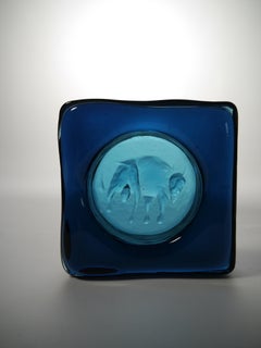 Square Art Glass / Serving Dish by Erik Höglund for Boda, Sweden 1960s