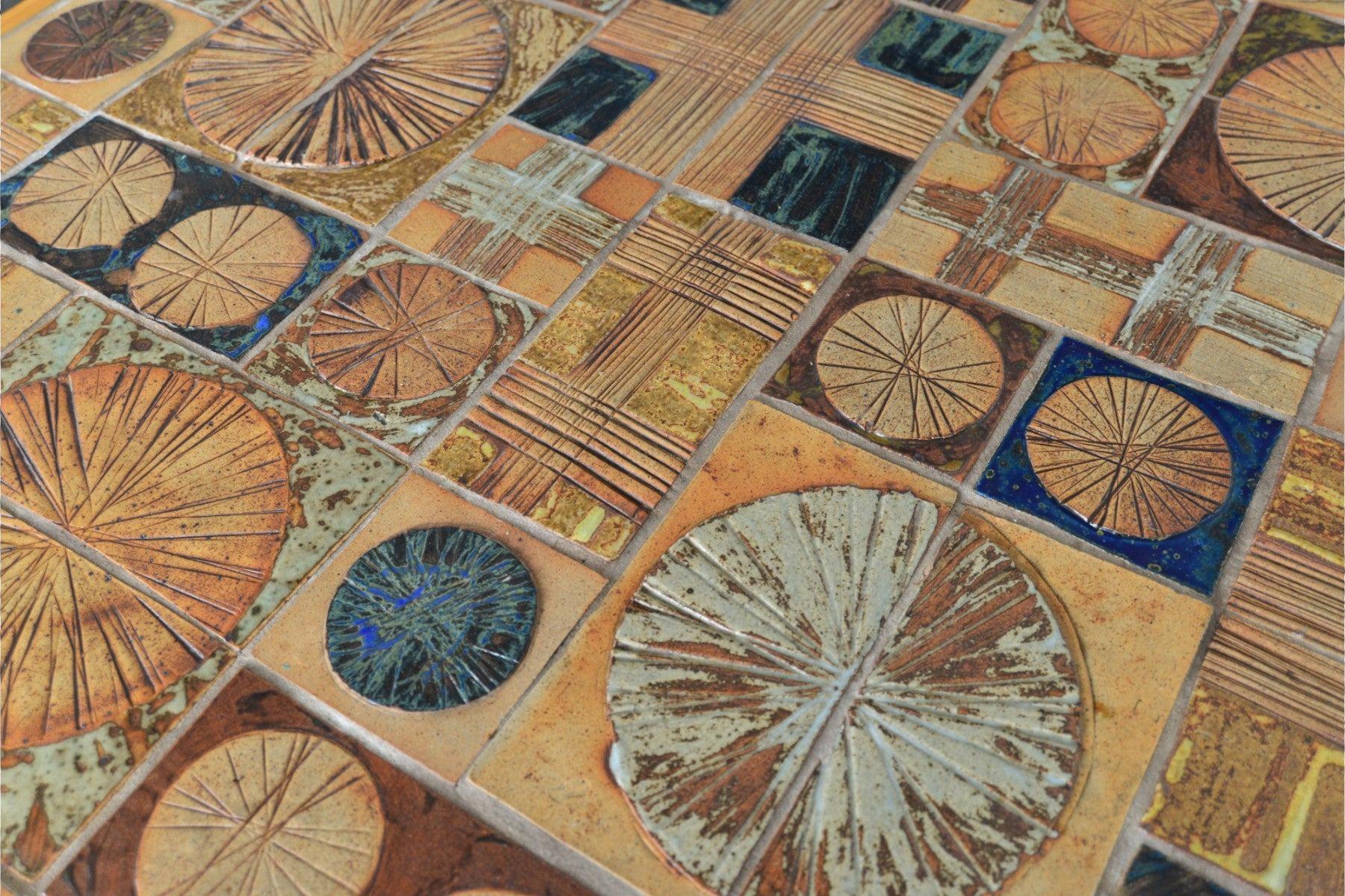 Danish Square Art Tile Coffee Table in Oak by Tue Poulsen For Sale