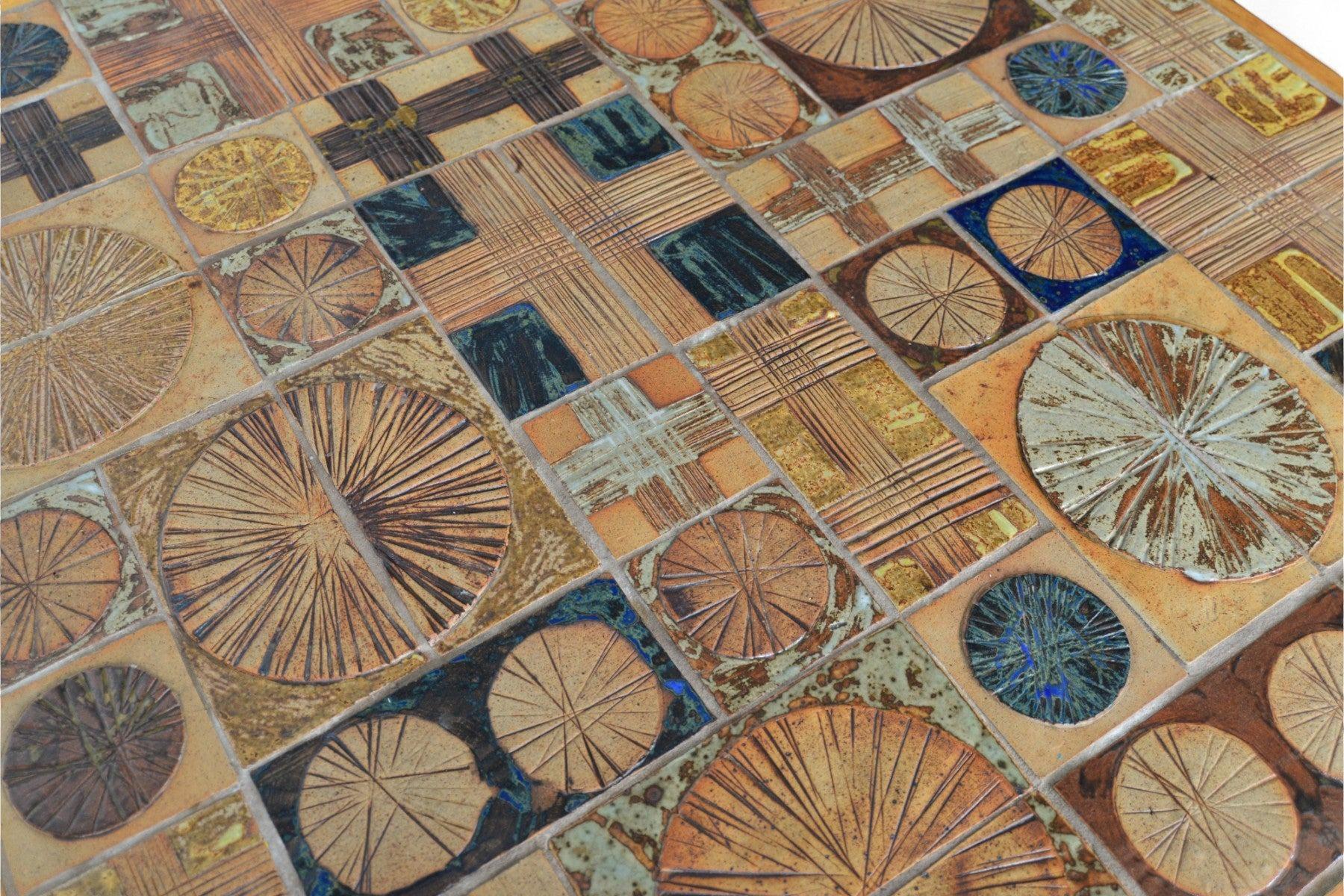 20th Century Square Art Tile Coffee Table in Oak by Tue Poulsen For Sale