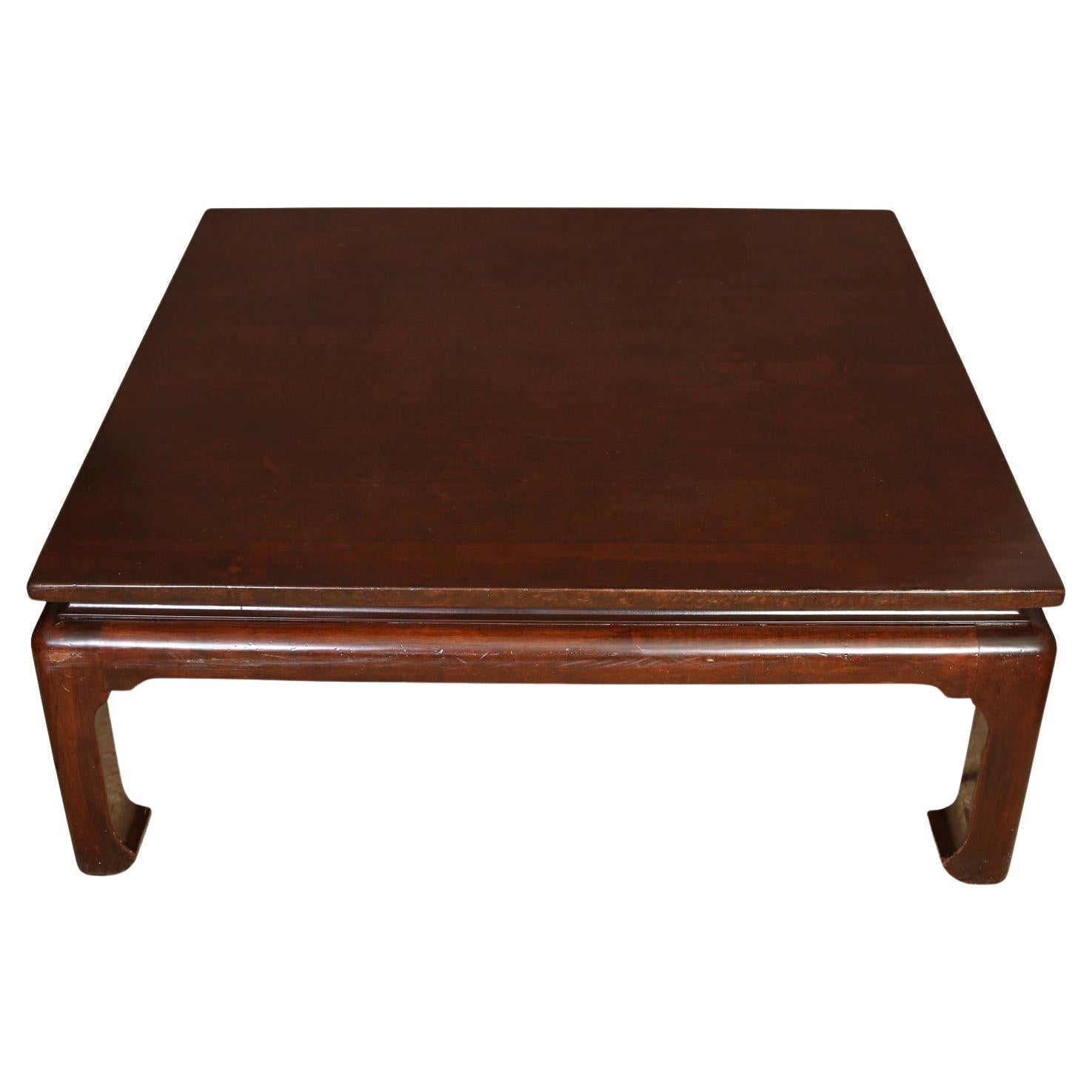 Square Asian Style Coffee Table With Ming Feet For Sale