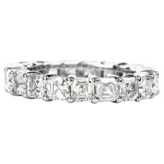 Square Asscher Diamond Platinum Eternity Ring