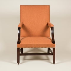 Square-Back Gainsborough Armchair, 18th Century, with Mahogany Frame