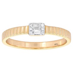 Square Baguette 14K (or 18k upon request) Yellow Gold Diamond Ring