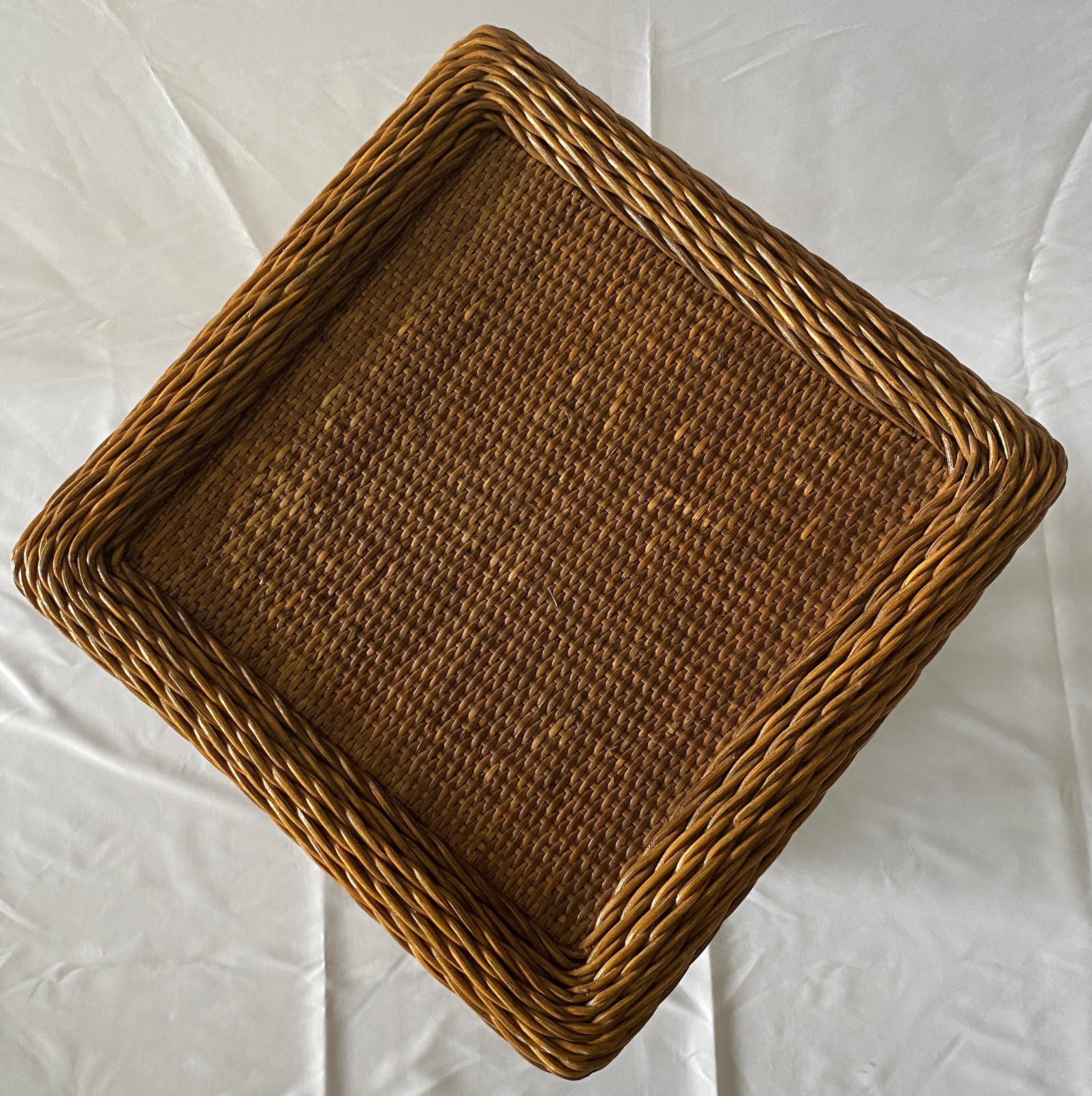 American Square Bamboo End Table Rattan Side Table For Sale