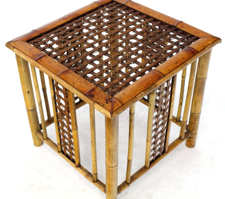 Square Bamboo Occasional Side End Table In Good Condition For Sale In Rockaway, NJ