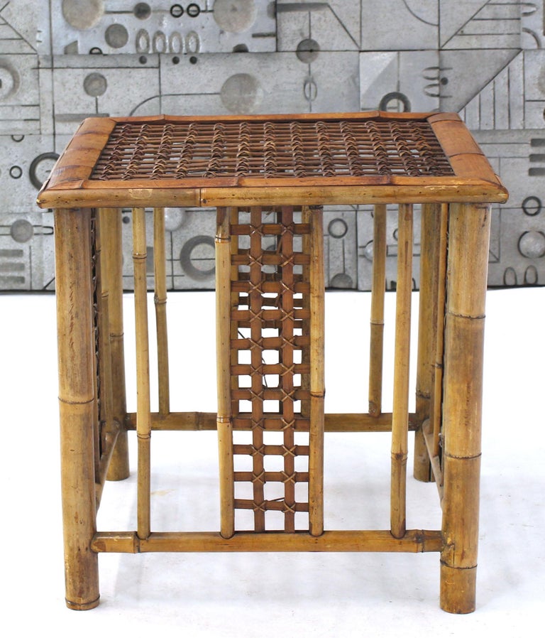 20th Century Square Bamboo Occasional Side End Table For Sale