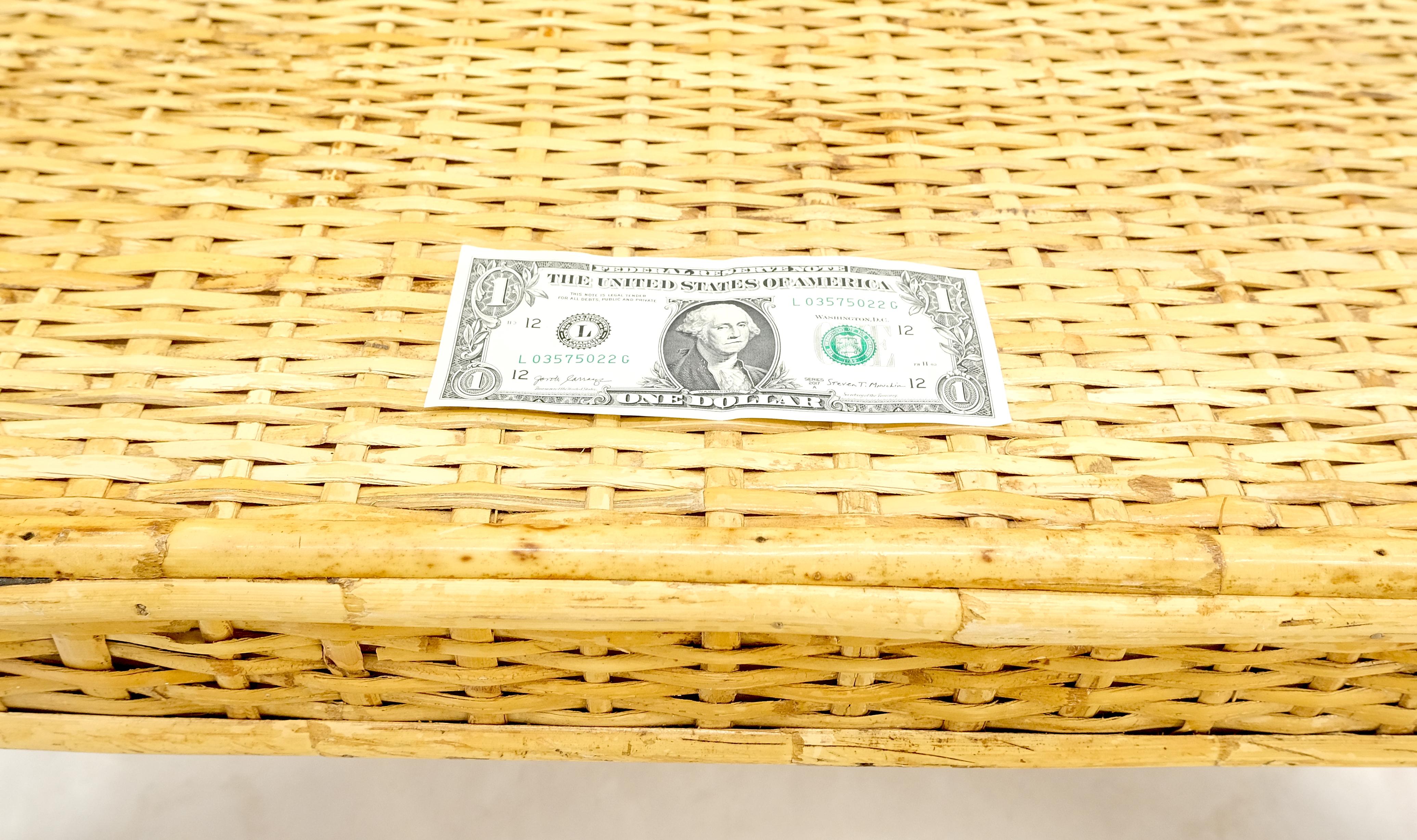 Square Bamboo Rattan Mid Century Modern Parsons Style Coffee Center Table MINT For Sale 7