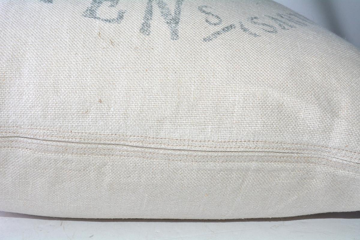 Machine-Made Square Beige Linen French Pillow