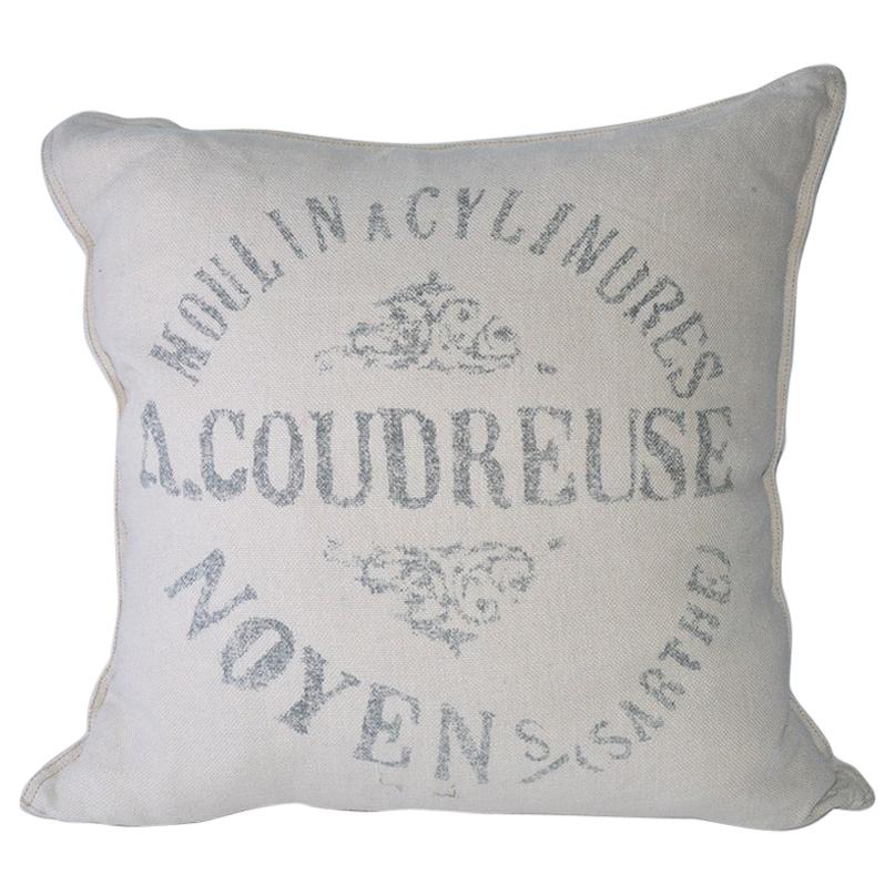 Square Beige Linen French Pillow