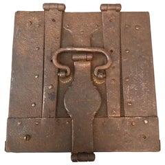 Square Belgium 18th Century Baroque Oak And Iron Casket