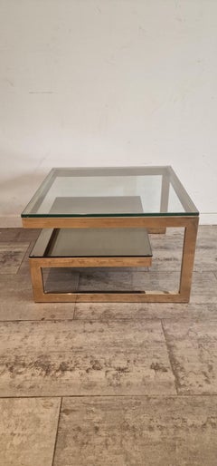 Square Belgo Chrome Brass Side or Coffee Table