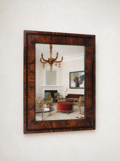 Square Biedermeier Antique 19th Century Walnut Wall Mirror, Vienna, 1850s