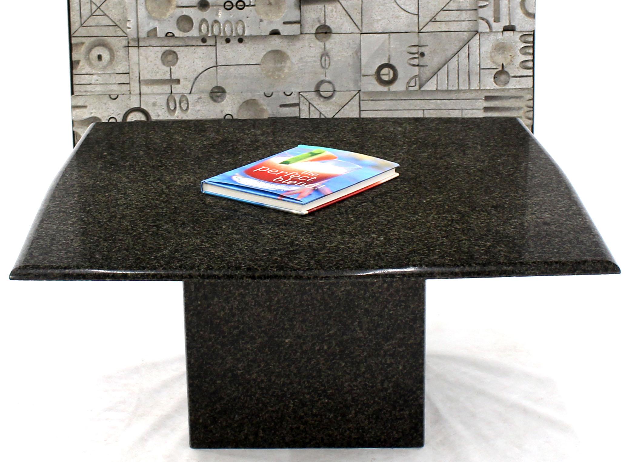 20th Century Square Black Granite Pedestal Base Coffee Table For Sale