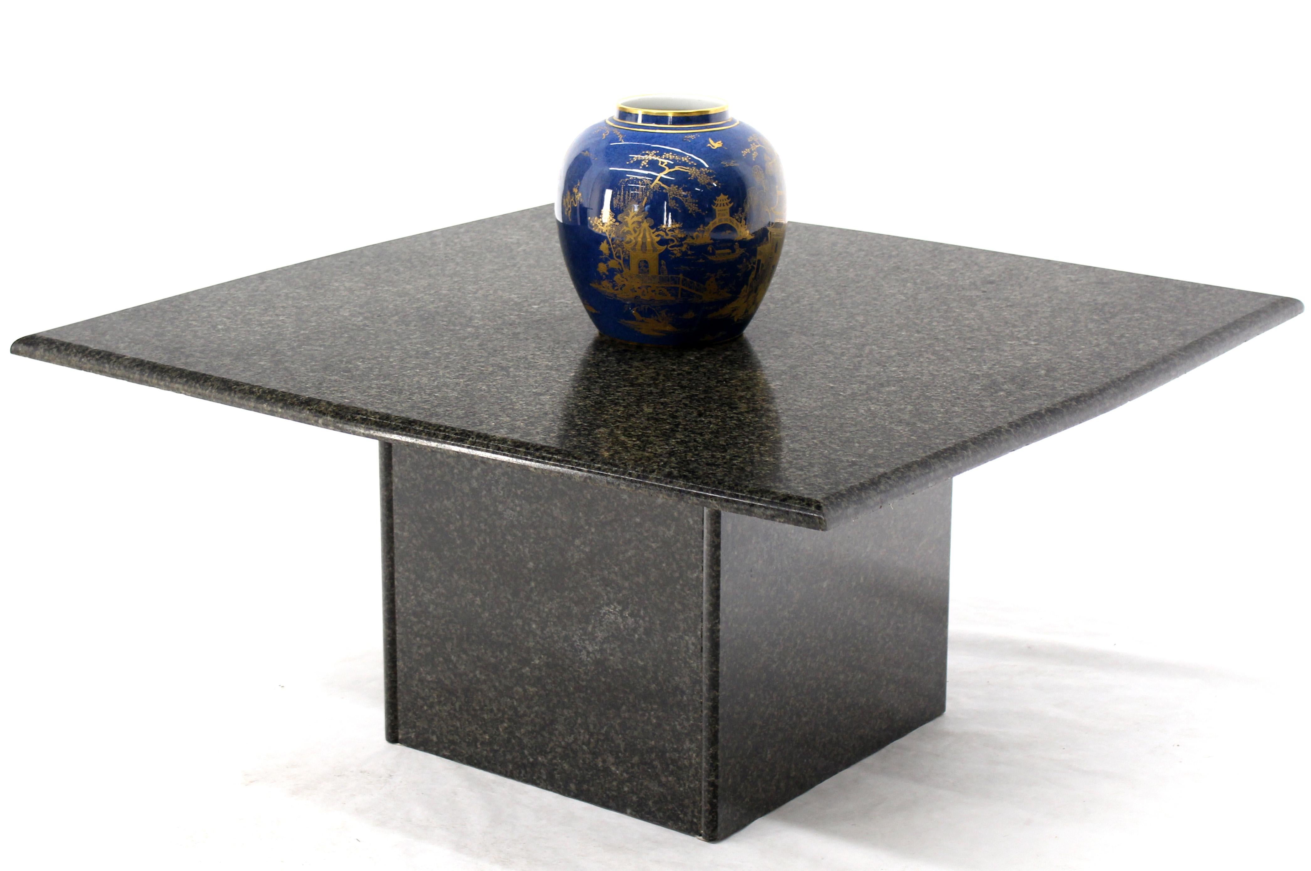 Mid-Century Modern black granite not marble rounded square coffee side center table.

 