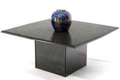 Square Black Granite Pedestal Base Coffee Table