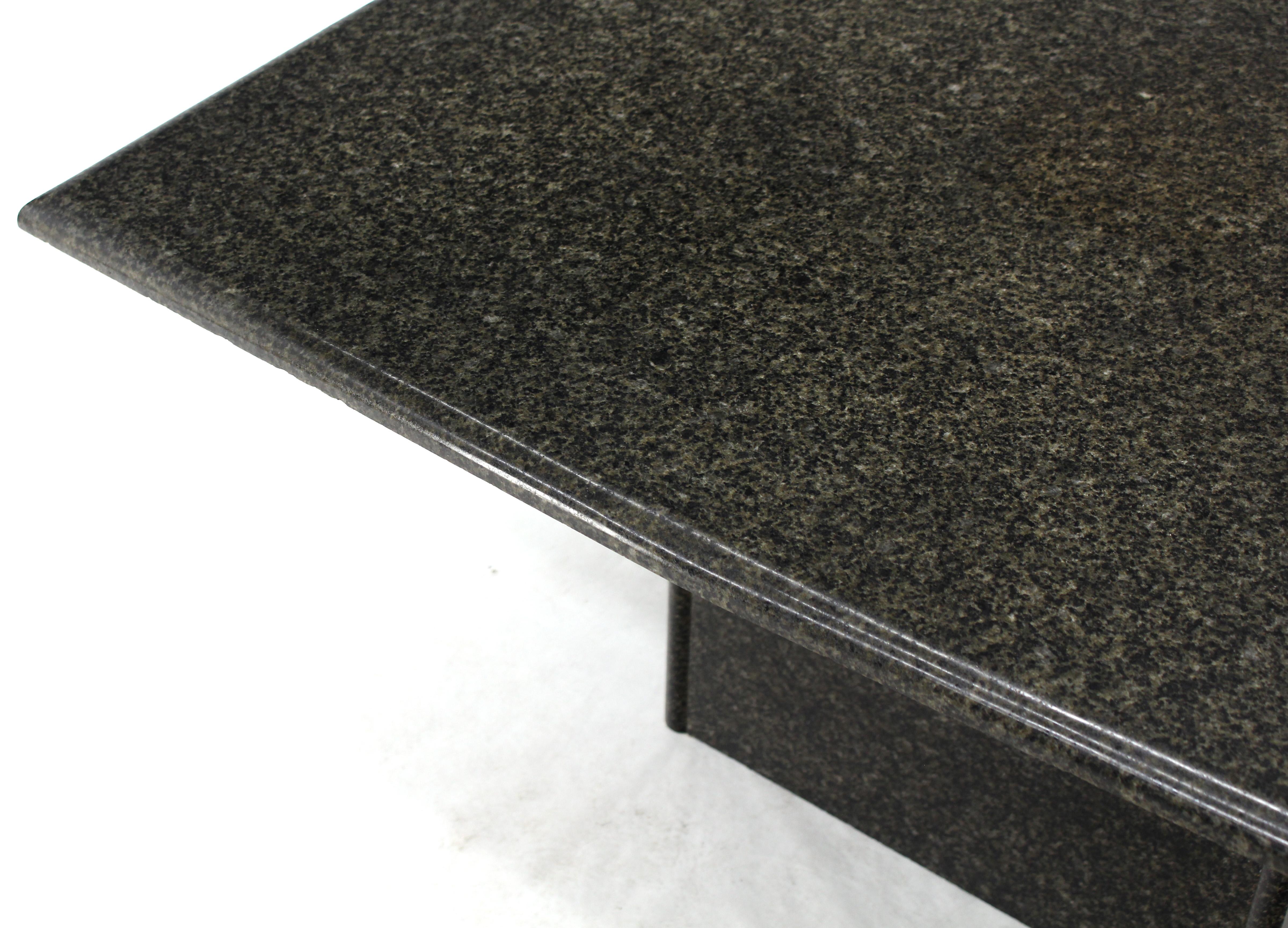 Mid-Century Modern Square Black Granite Pedestal Base Coffee Table For Sale