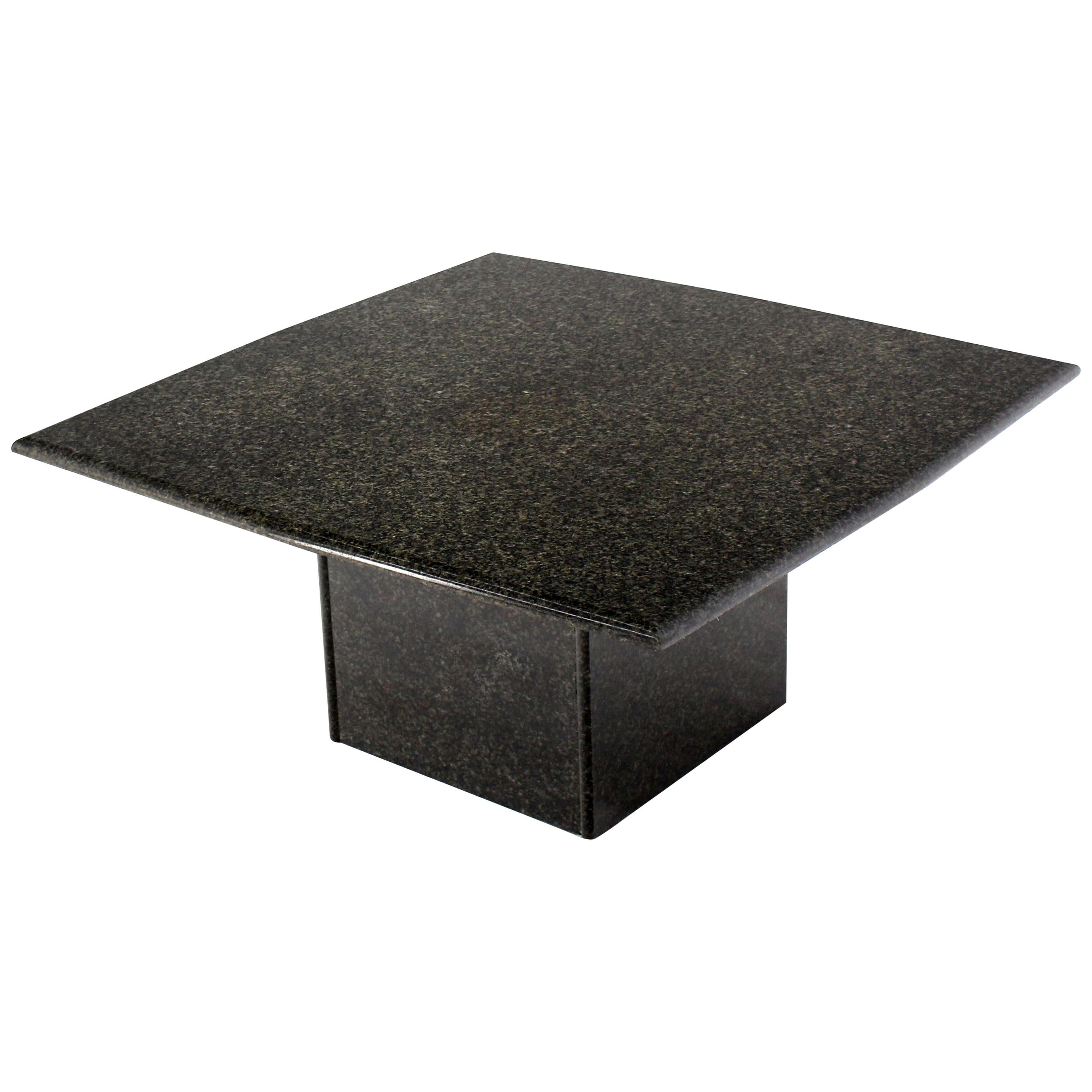 Square Black Granite Pedestal Base Coffee Table