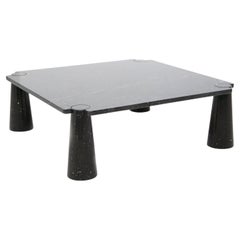 Square Black Marble Coffee Table by Angelo Mangiarotti for Skipper