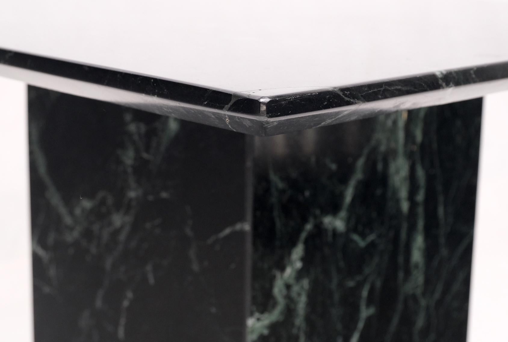 Square Black Marble Single Pedestal Side End Table Night Stand Pedestal For Sale 3