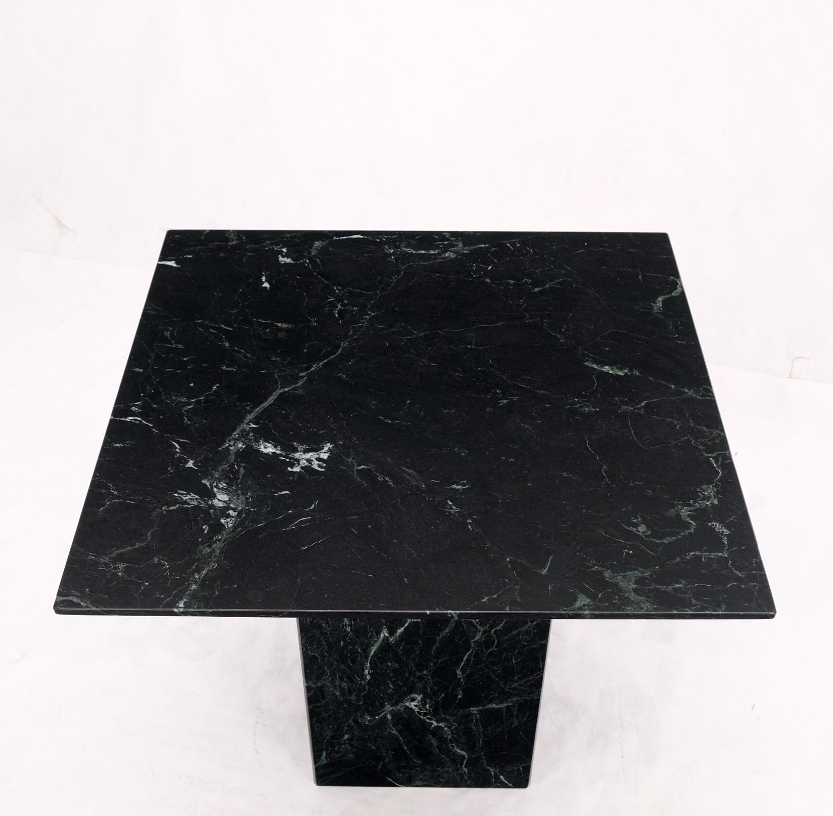Square Black Marble Single Pedestal Side End Table Night Stand Pedestal For Sale 5