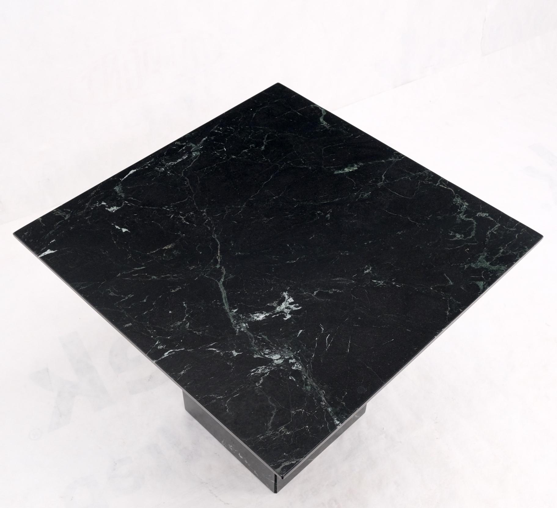 Square Black Marble Single Pedestal Side End Table Night Stand Pedestal For Sale 6