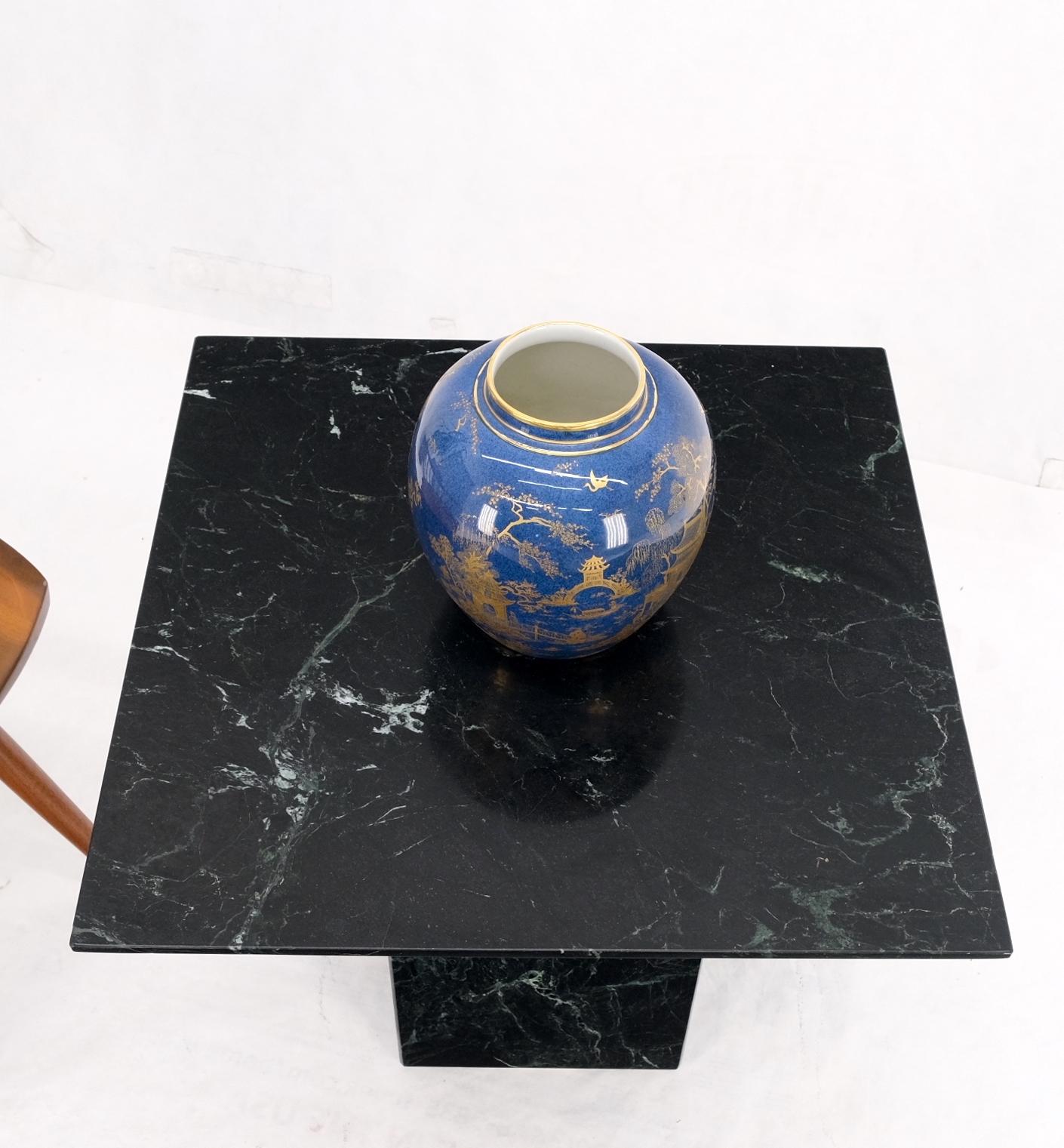 Square Black Marble Single Pedestal Side End Table Night Stand Pedestal For Sale 7