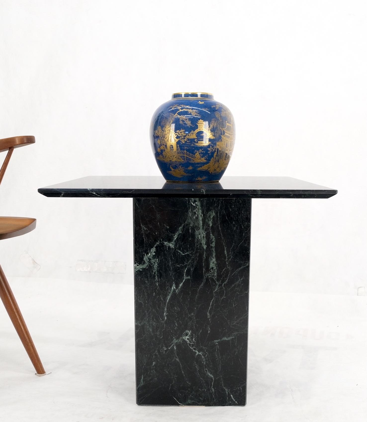 Square Black Marble Single Pedestal Side End Table Night Stand Pedestal For Sale 8