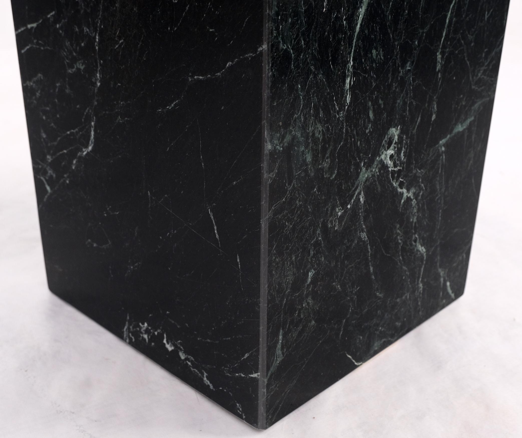Square Black Marble Single Pedestal Side End Table Night Stand Pedestal In Good Condition For Sale In Rockaway, NJ