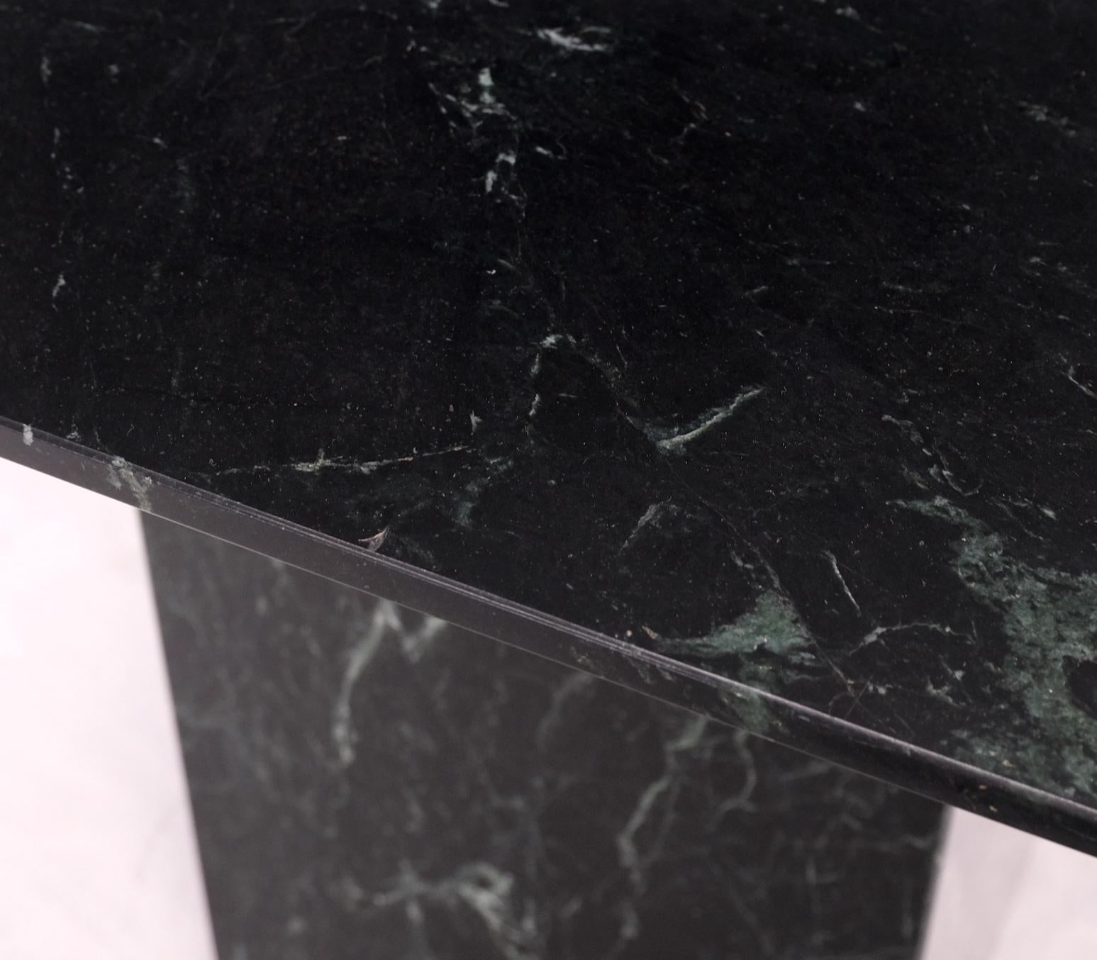 Square Black Marble Single Pedestal Side End Table Night Stand Pedestal For Sale 1