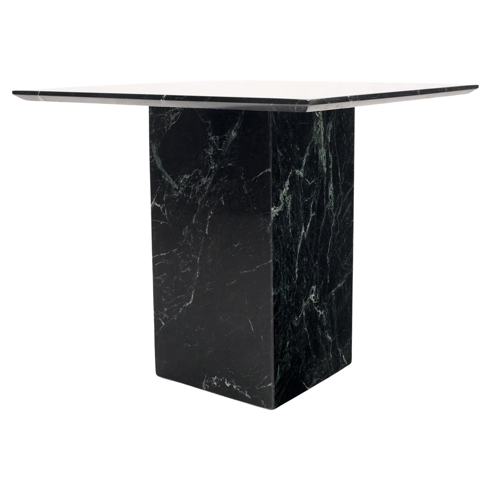 Square Black Marble Single Pedestal Side End Table Night Stand Pedestal For Sale
