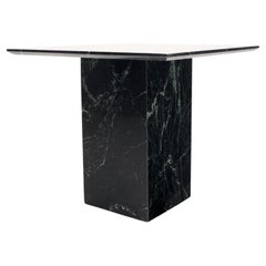 Vintage Square Black Marble Single Pedestal Side End Table Night Stand Pedestal